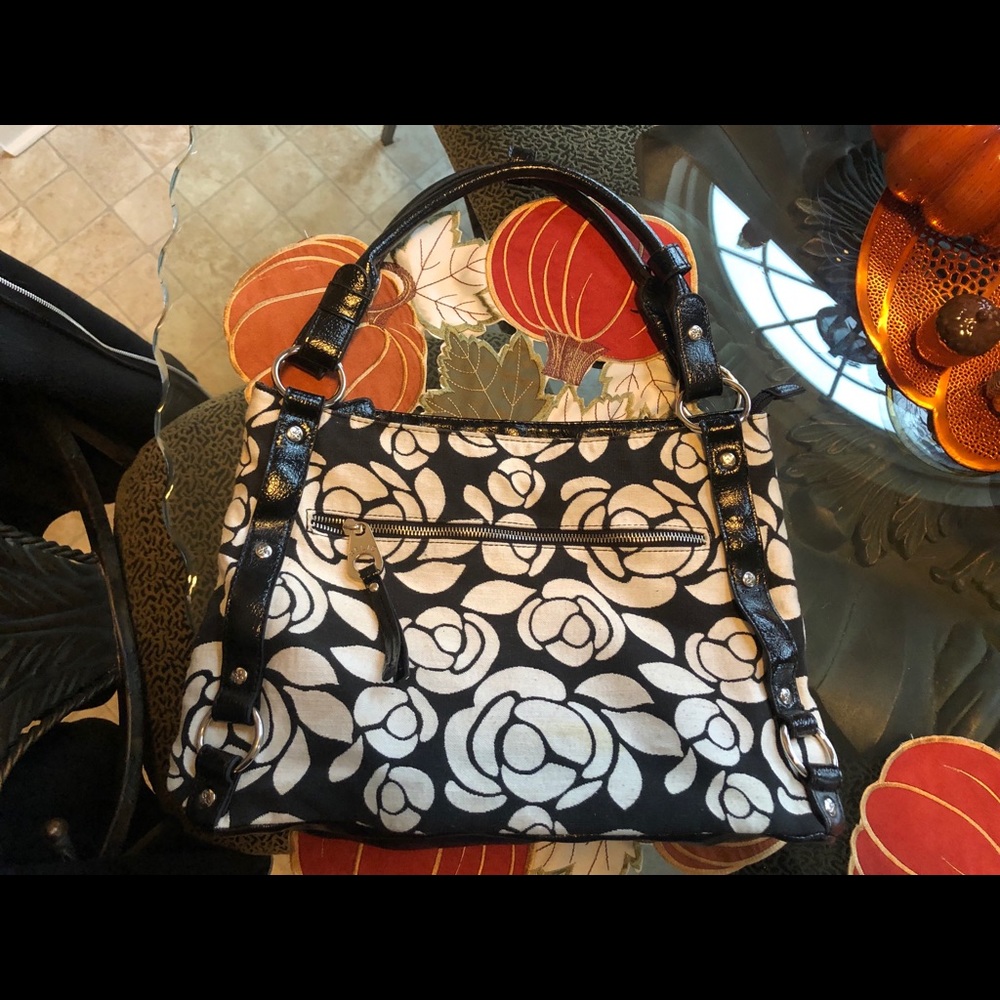 Floral canvas handbag